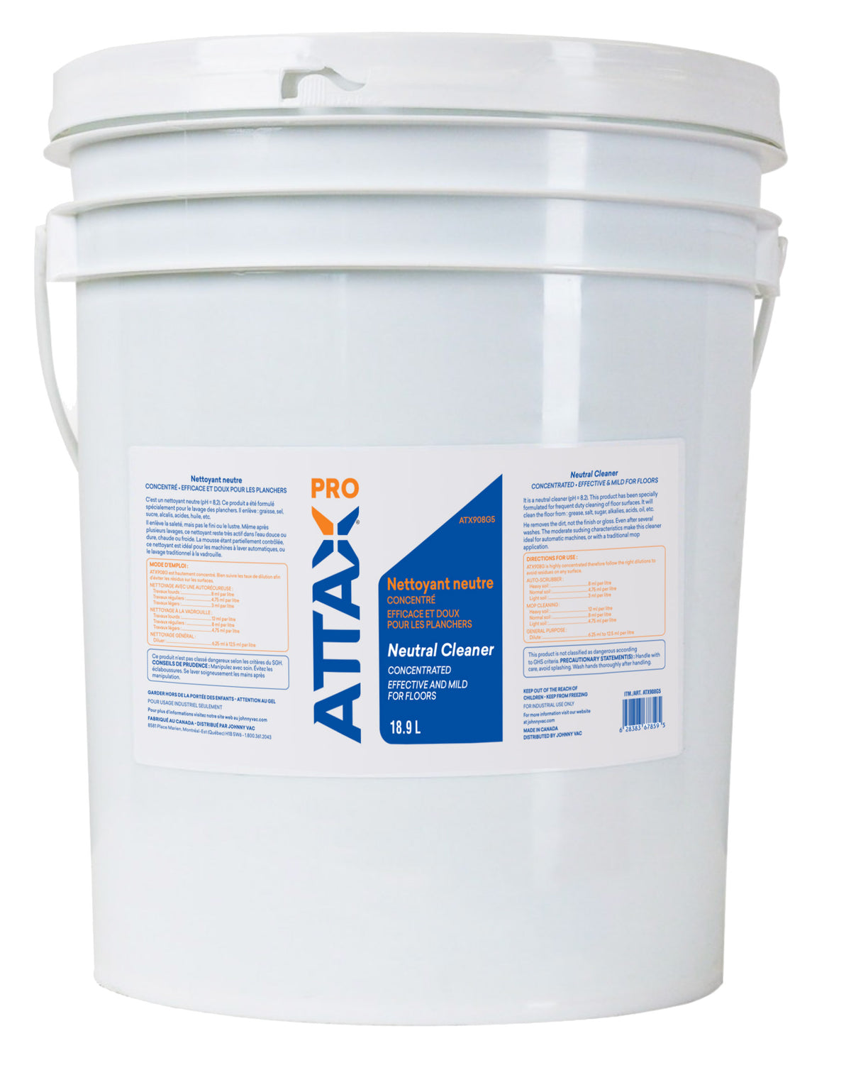 Neutral Cleaner - Effective And Mild For Floors - 5 gal (18.9 L) - Attax ® Pro