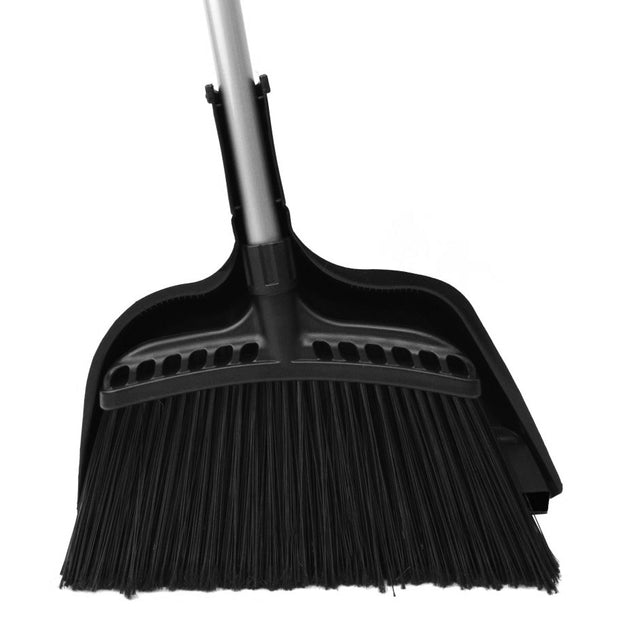 Combo - Angle Broom - 16" (40.6 cm) Cleaning Path - 48" (122 cm) Metal Handle - Black - 12" (30.5 cm) Dust Pan - Snap On - Black
