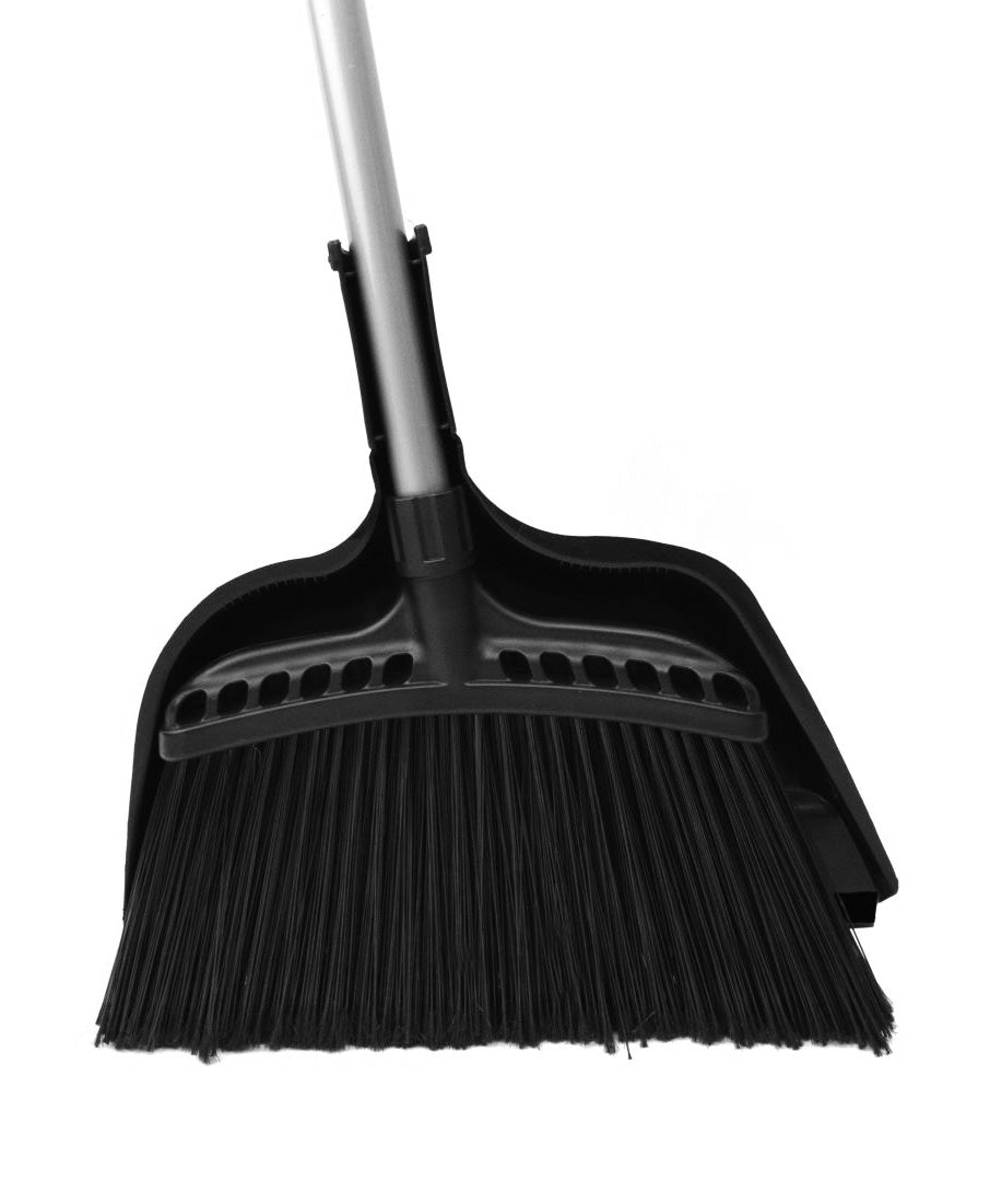 Combo - Angle Broom - 16" (40.6 cm) Cleaning Path - 48" (122 cm) Metal Handle - Black - 12" (30.5 cm) Dust Pan - Snap On - Black