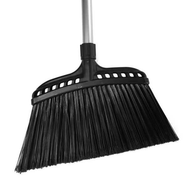 Angle Broom - 16" (40.6 cm) Cleaning Path - 48" (122 cm) Metal Handle - Black