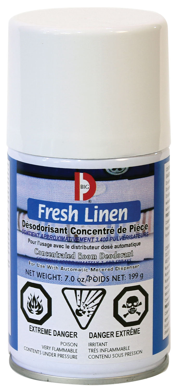 Metered Concentrated Room Deodorant - Fresh Linen - 3400 Sprays - 7 oz (199 G) Big D 472