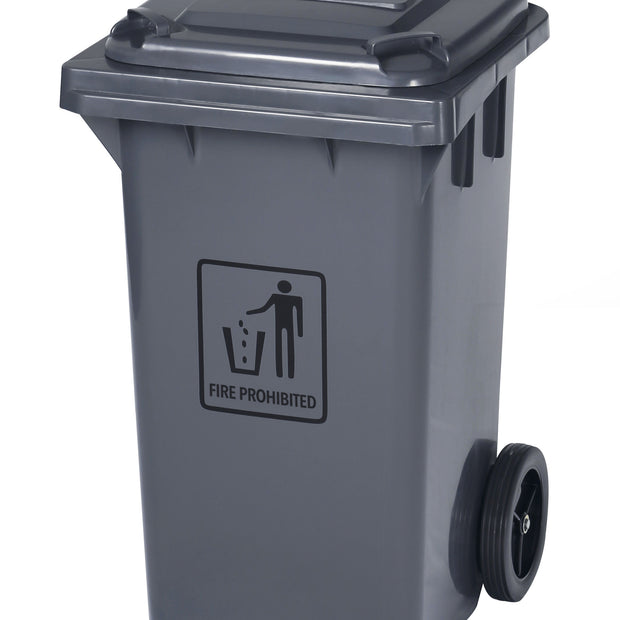 Trash Garbage Can Bin with Lid - with Wheels - 26 gal (100L) - 15" (38 cm) x  18" (42,72 cm) x  32" (81,28 cm)  - Grey