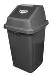 Trash Garbage Can Bin with Push Down Lid - 26 gal (100 L) - Grey and Black - 19'' x 19'' x 35''
