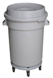 Round Trash Garbage Can Bin with Lid - Drum Dolly - 20 gal (88L) - Light Grey