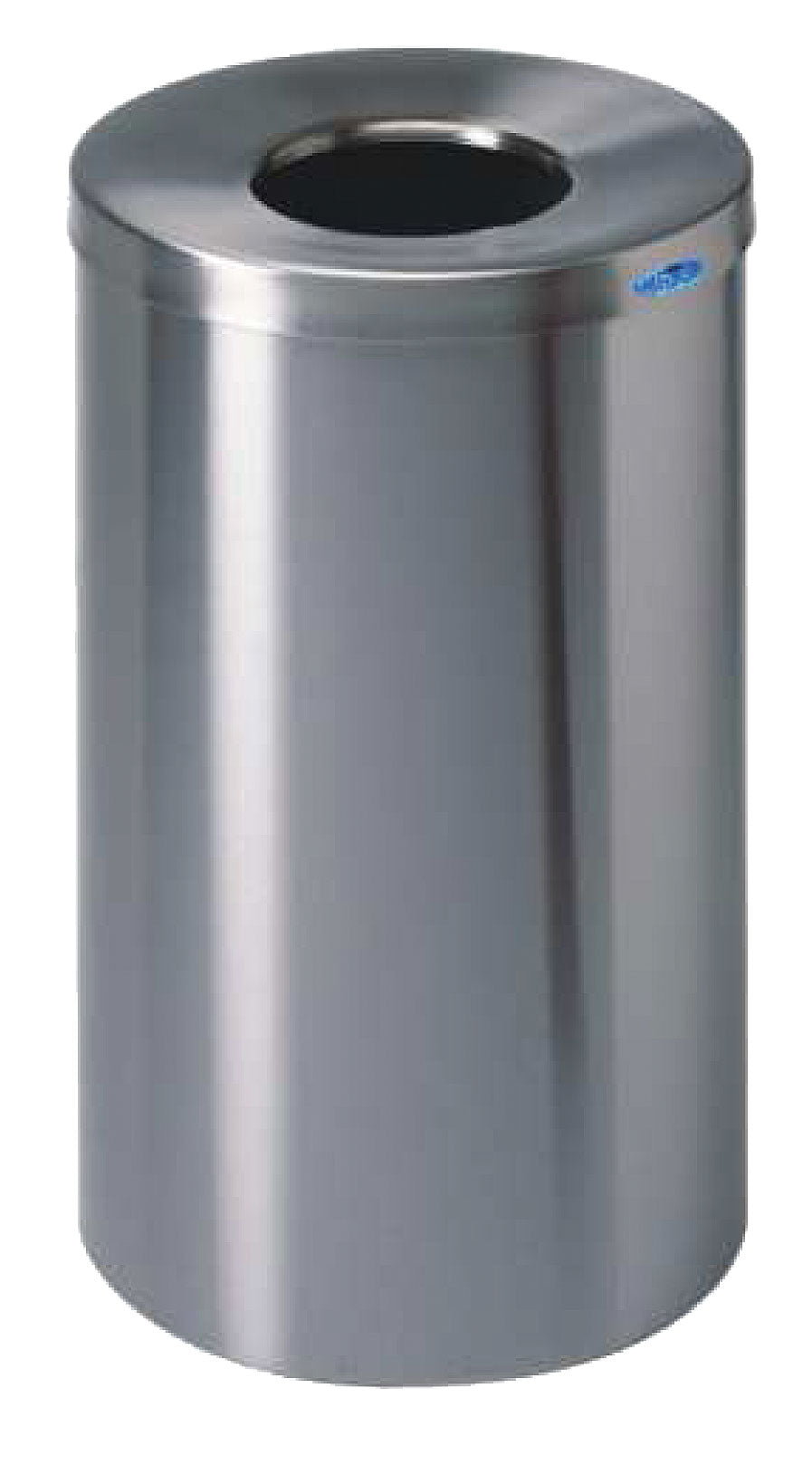 Round Stainless Steel Trash Can - Funnel Lid - 125 L/ 33 gal - Frost