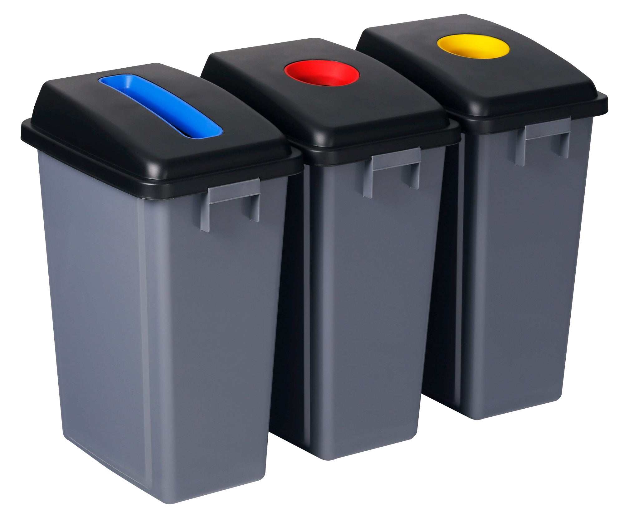 Recycling Station - 3 Bins - Sorting by Color - Capacity of 13.2 gal  (60 L) Each - Grey