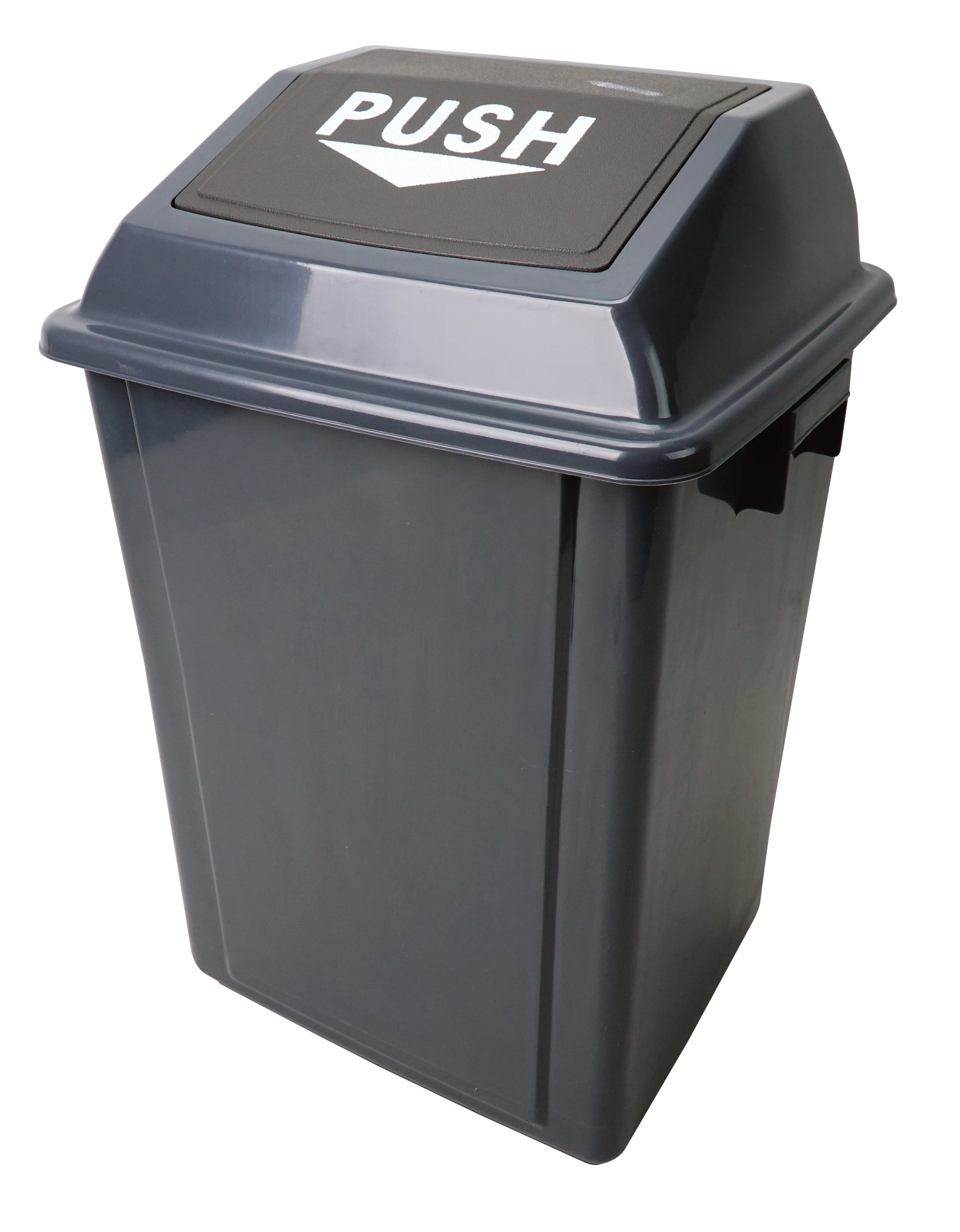 Trash Garbage Can Bin with Push Down Lid - 10 gal (40 L) - Grey and Black