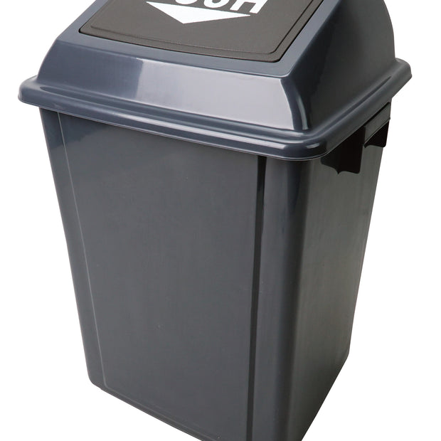 Trash Garbage Can Bin with Push Down Lid - 10 gal (40 L) - Grey and Black