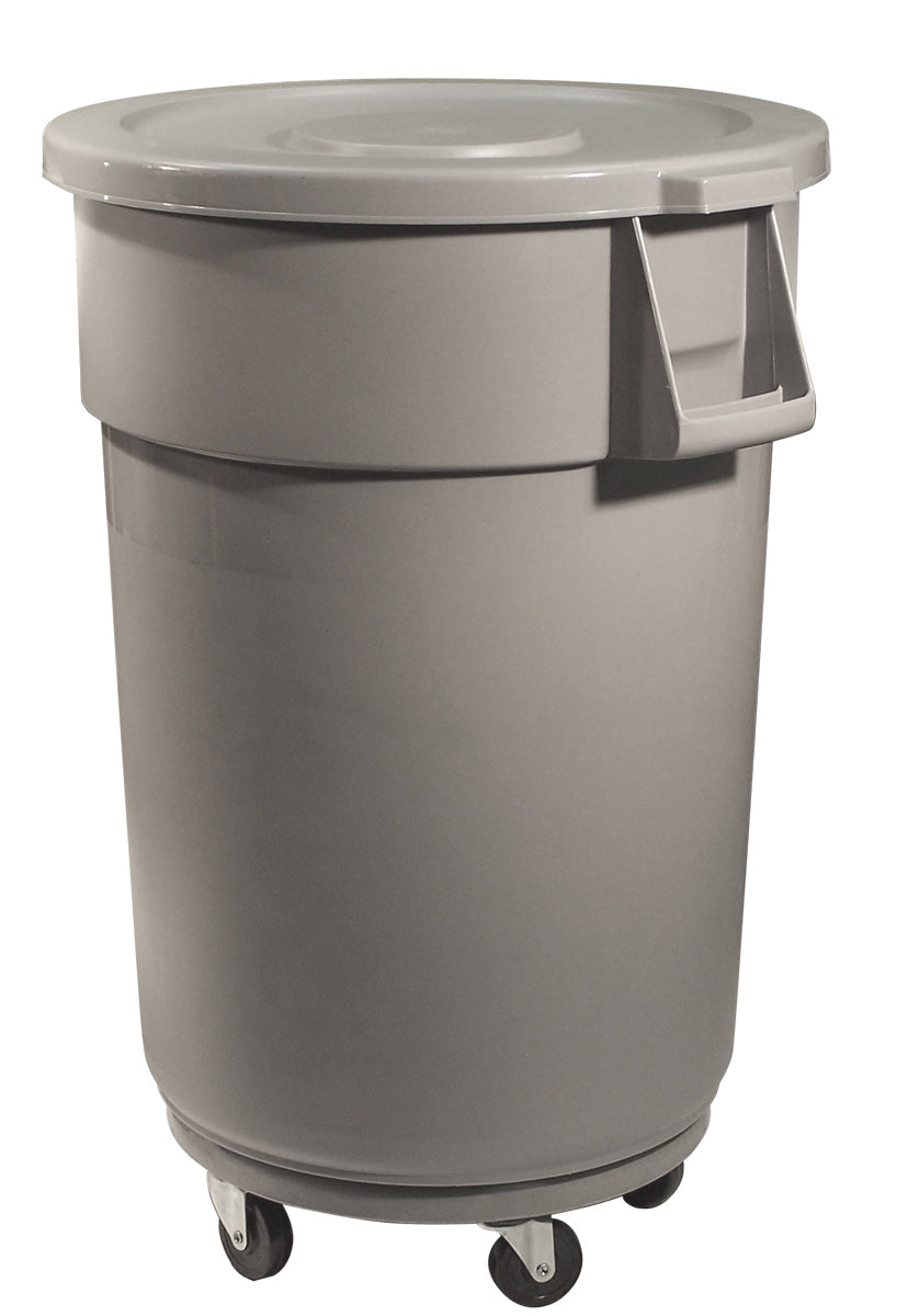 Trash Garbage Can Bin with Lid - Drum Dolly - 44 gal  (167 L) - Grey