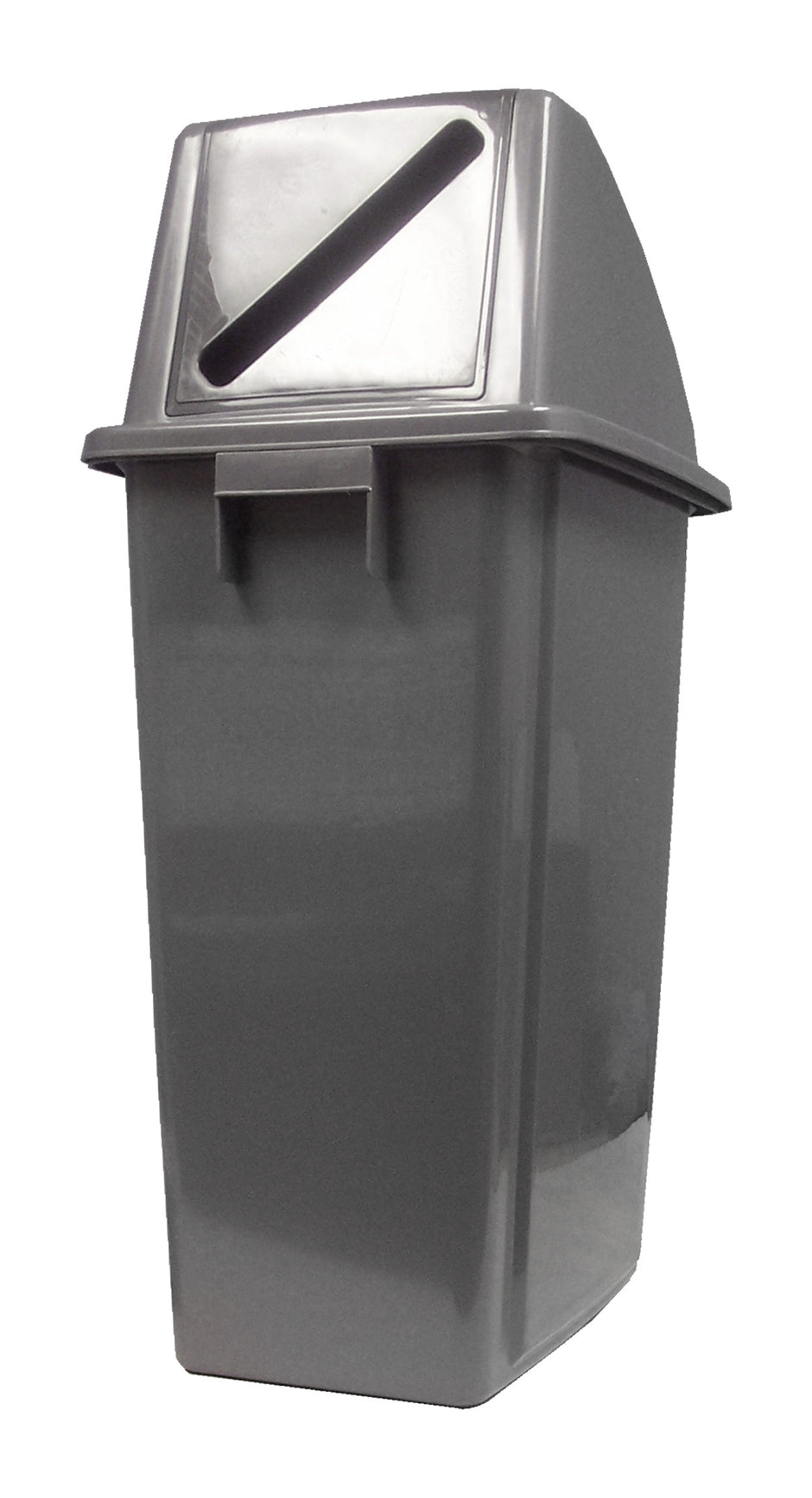 Trash Garbage Can Bin for Recycling - Slot Cover - 16 gal (60 L) - BIN60PF - Grey