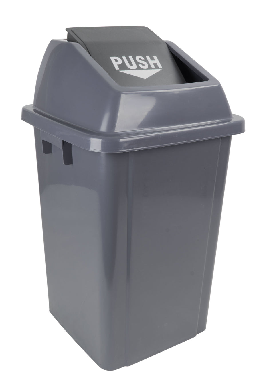 Trash Garbage Can Bin with Push Down Lid - 16 gal (60 L) - Grey - 16" x 16" x 28"