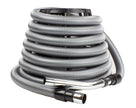 Hose for Central Vacuum - 30' (9 m) - Silver - Straight Handle - Button Lock - Flexible - Strong