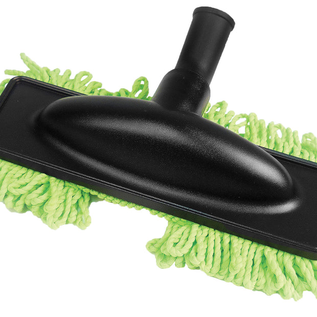 Microfiber Dust Mop - 1 1/4" (32 mm) dia - Cleaning Path 12" (30.5 cm) - Black and Green