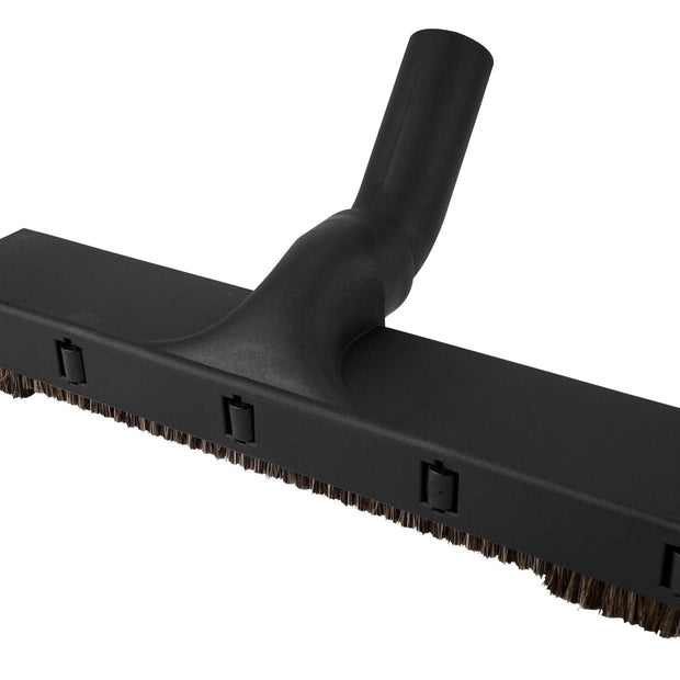 Floor Brush with Protection Wheels on the Sides - 12" (30.5 cm) Cleaning Path - 1Â¼" (31.75 mm) dia - Fits All - Black