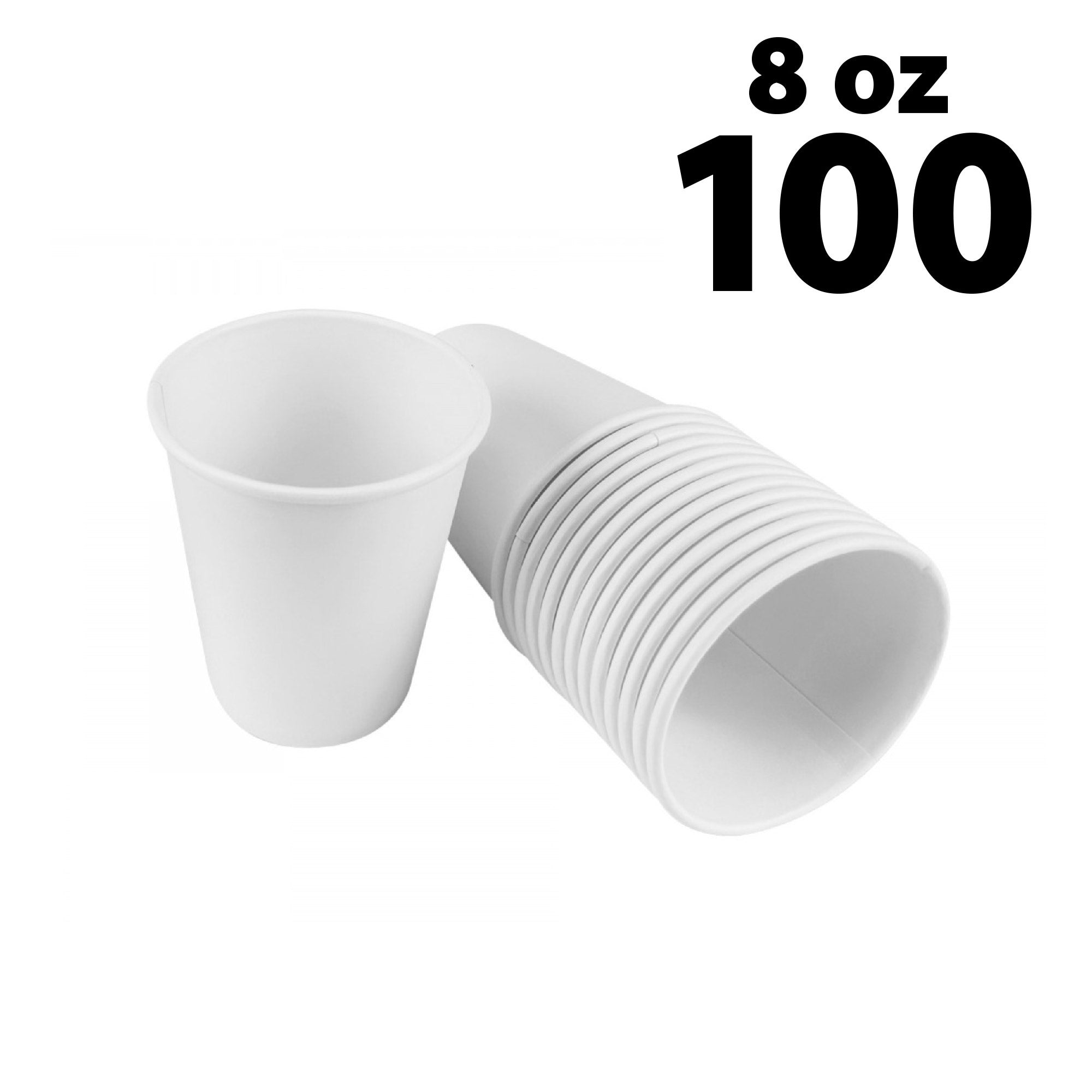 Disposable White Coffee Cups - 8 oz - 100 pack  - Ecofriendl