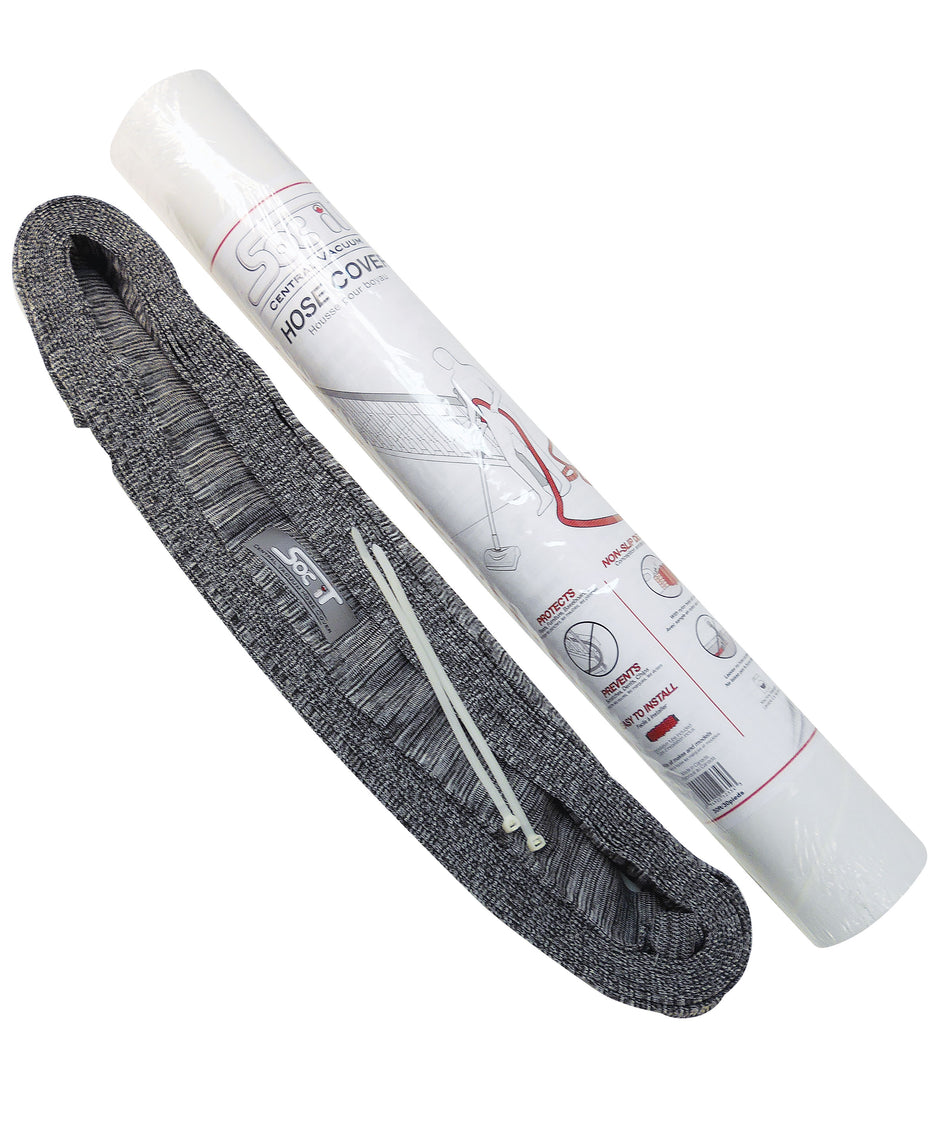 Cover for 30' (9 m) Hose of Central Vacuum Cleaner - with Nylon Twist-off Straps and the Cardboard Installation Tube - Johnny Vac - Grey