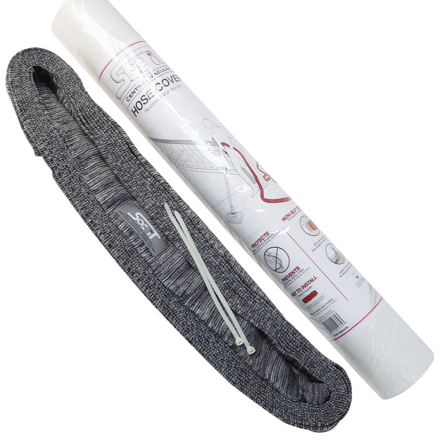 Cover for 30' (9 m) Hose of Central Vacuum Cleaner - with Nylon Twist-off Straps and the Cardboard Installation Tube - Johnny Vac - Grey