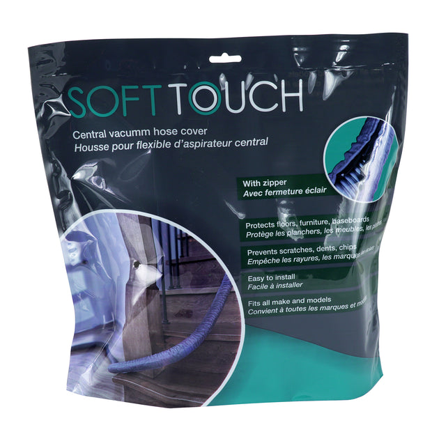 Cover for 35' (10 m) Hose of Central Vacuum Cleaner - Padded - with Zipper - Grey - VacSoc - VS-PZGY35