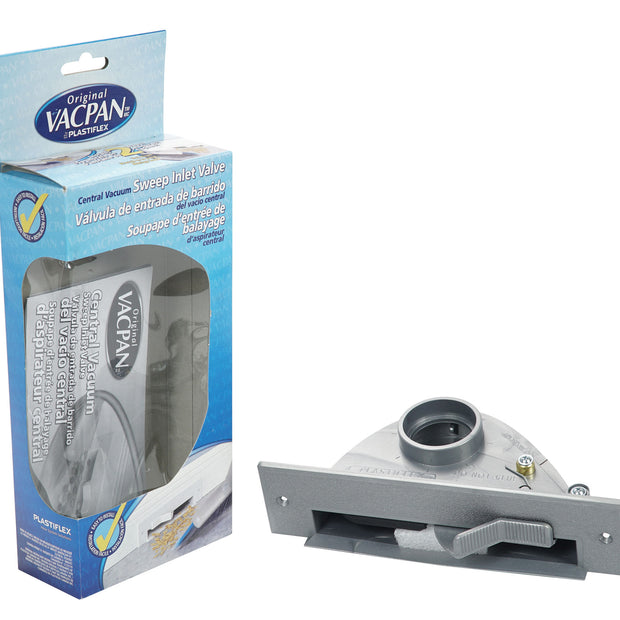 Sweep Inlet Valve for Central Vacuum (Crumbs Collector) - Silver - Plastiflex VCPSLV01