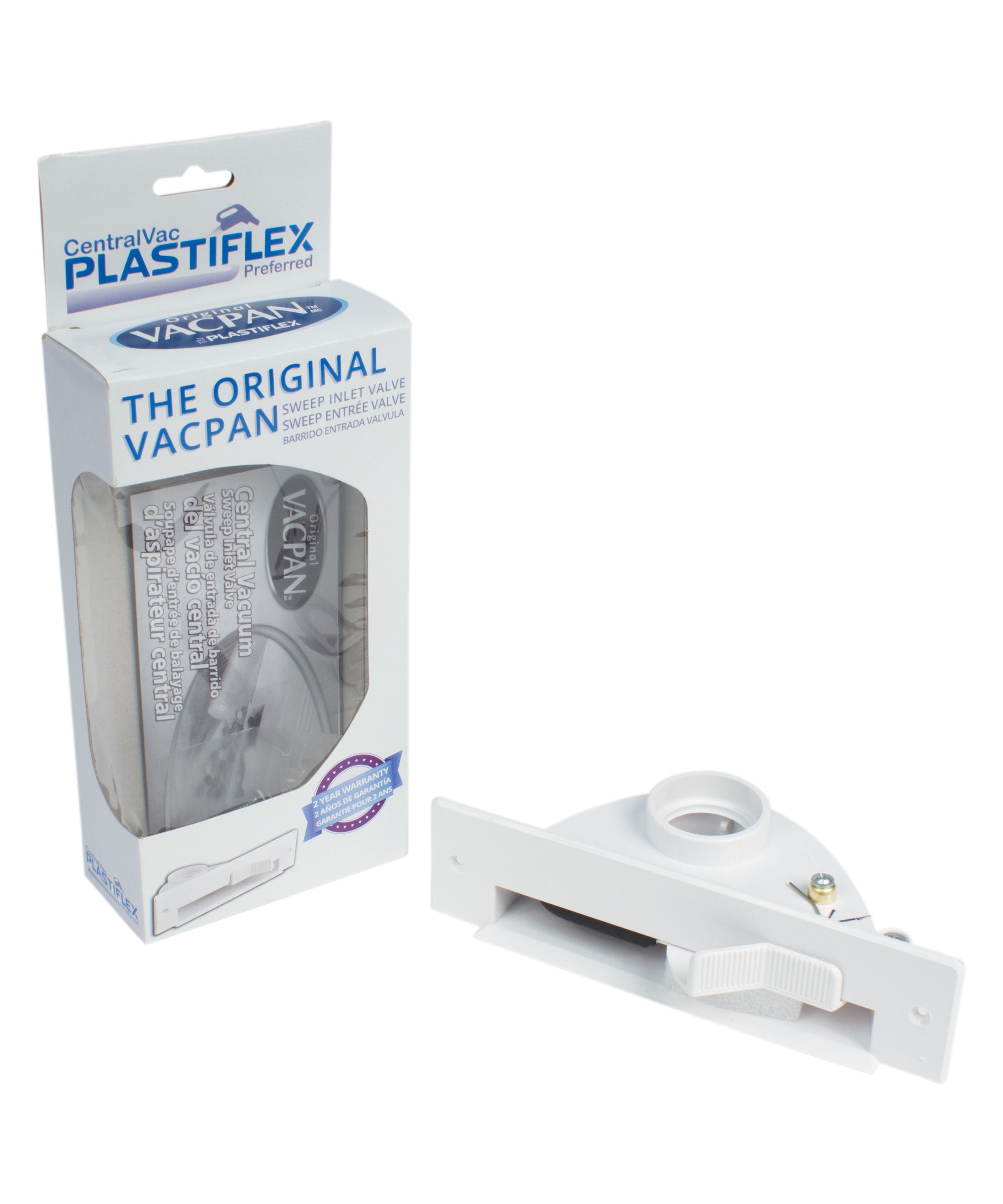 Automatic Dust Pan for Central Vacuum - White - Plastiflex VCPW01
