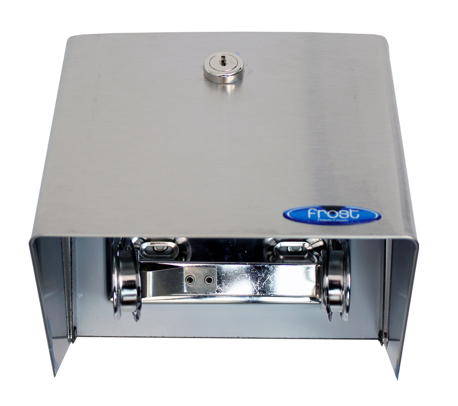 Toilet Paper Dispenser - with Cover - Single Roll - Stainless Steel - Frost