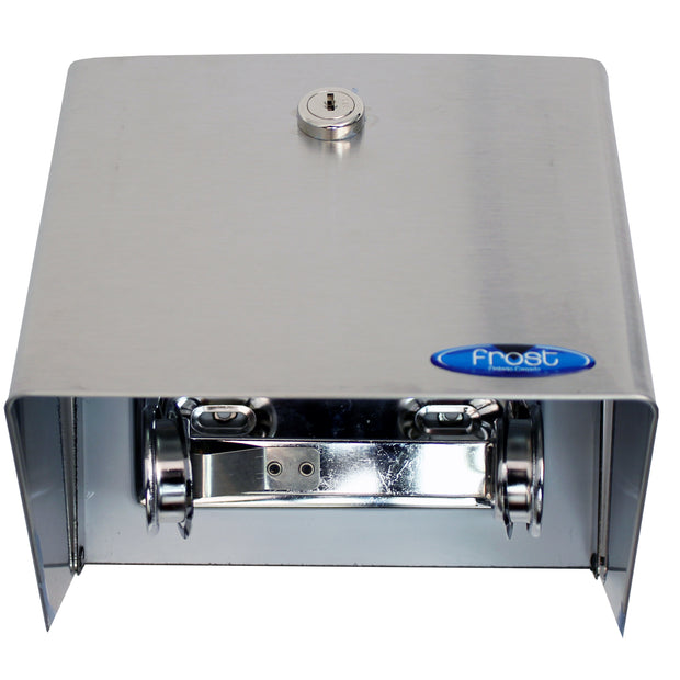 Toilet Paper Dispenser - with Cover - Single Roll - Stainless Steel - Frost