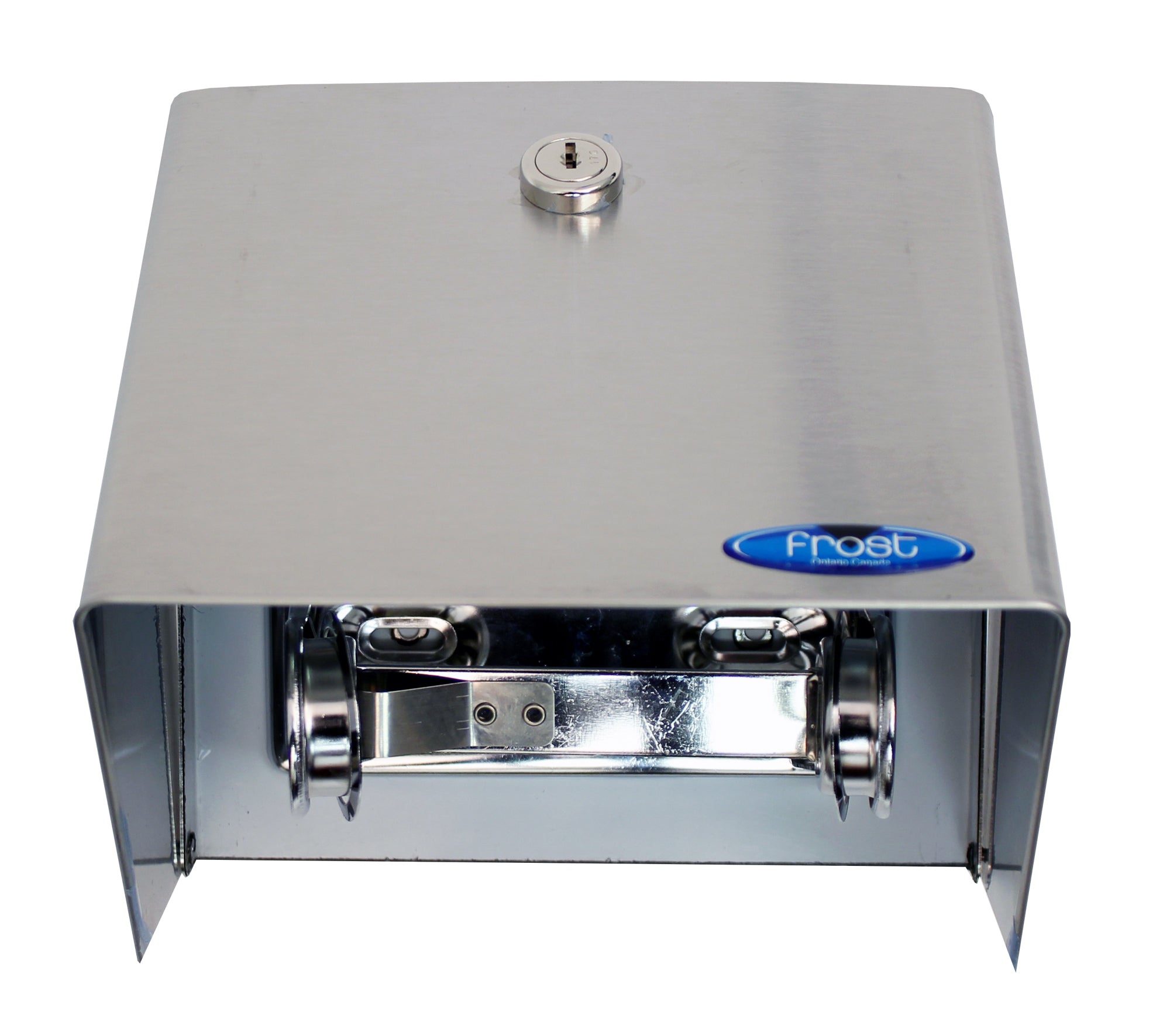 Toilet Paper Dispenser - with Cover - Single Roll - Stainless Steel - Frost
