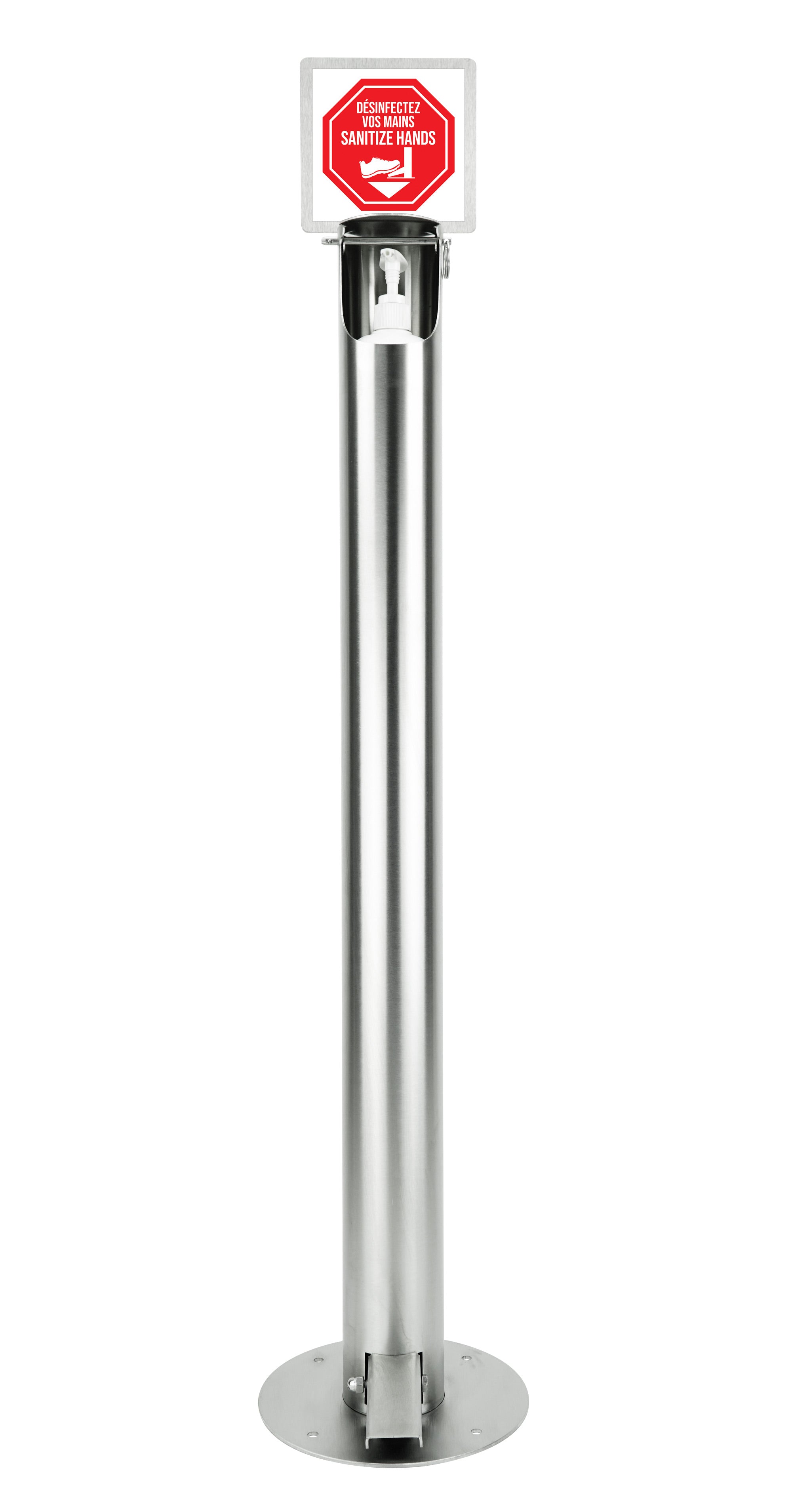 Hand Sanitizer Dispenser - Foot Pedal Operated (Contactless) - Made in Stainless Steel - For use against coronavirus (COVID-19)