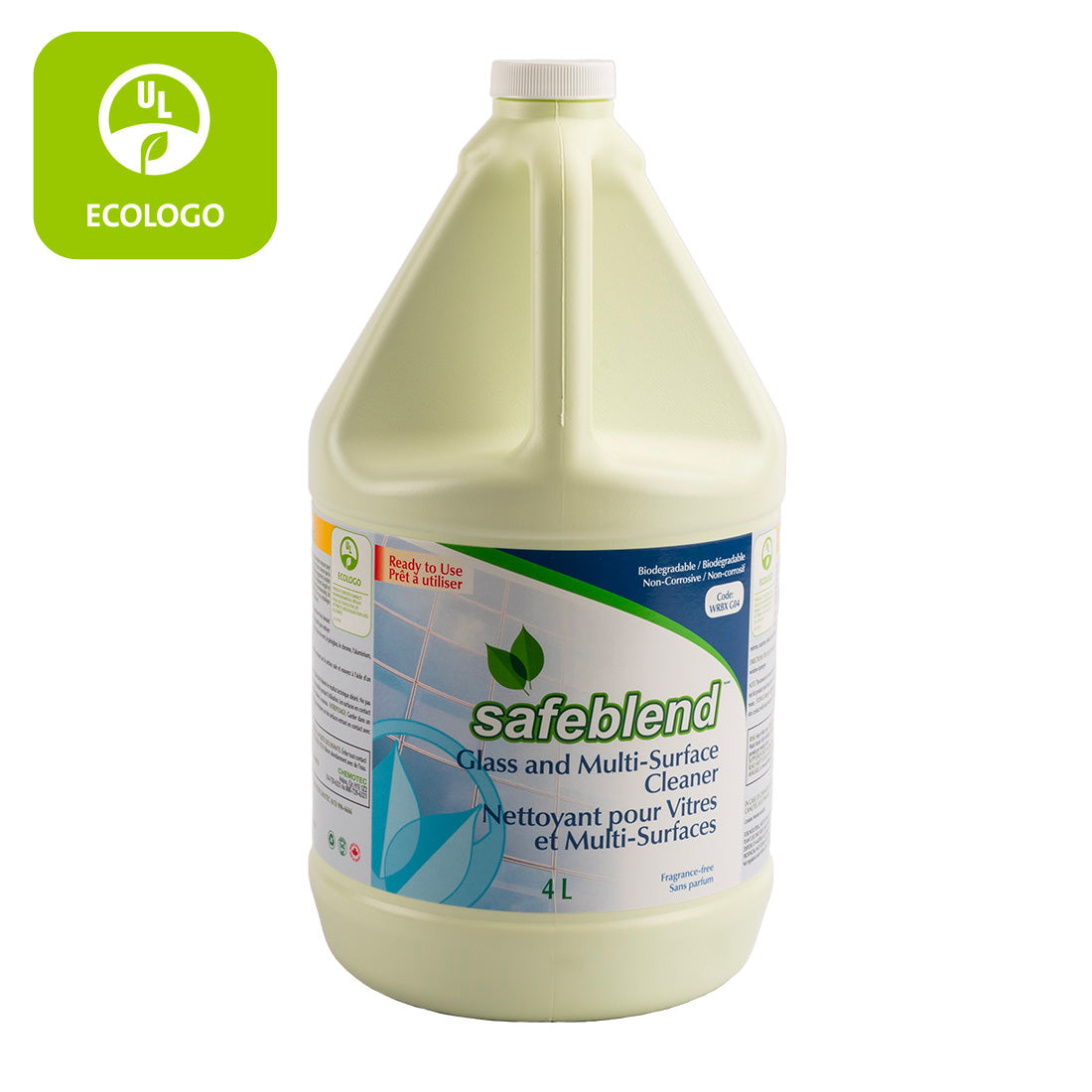 Ecologo Cleaner for Glass and Multi-Surface - Ready to Use - 1.06 gal (4 L) - Safeblend