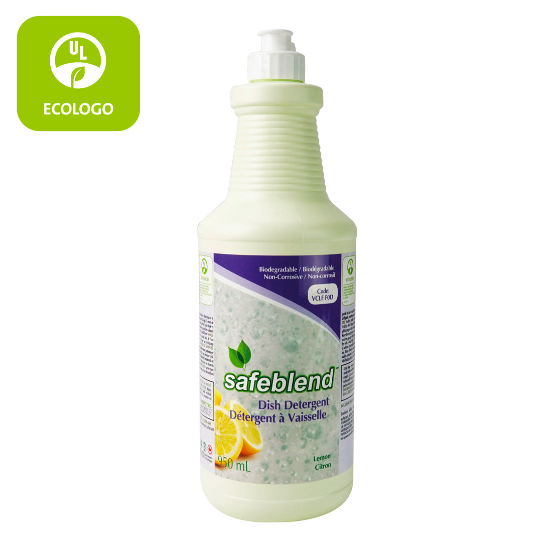 ECOLOGO Dish Detergent / Soap - Lemon - 33.4 oz (950 ml) - Safeblend