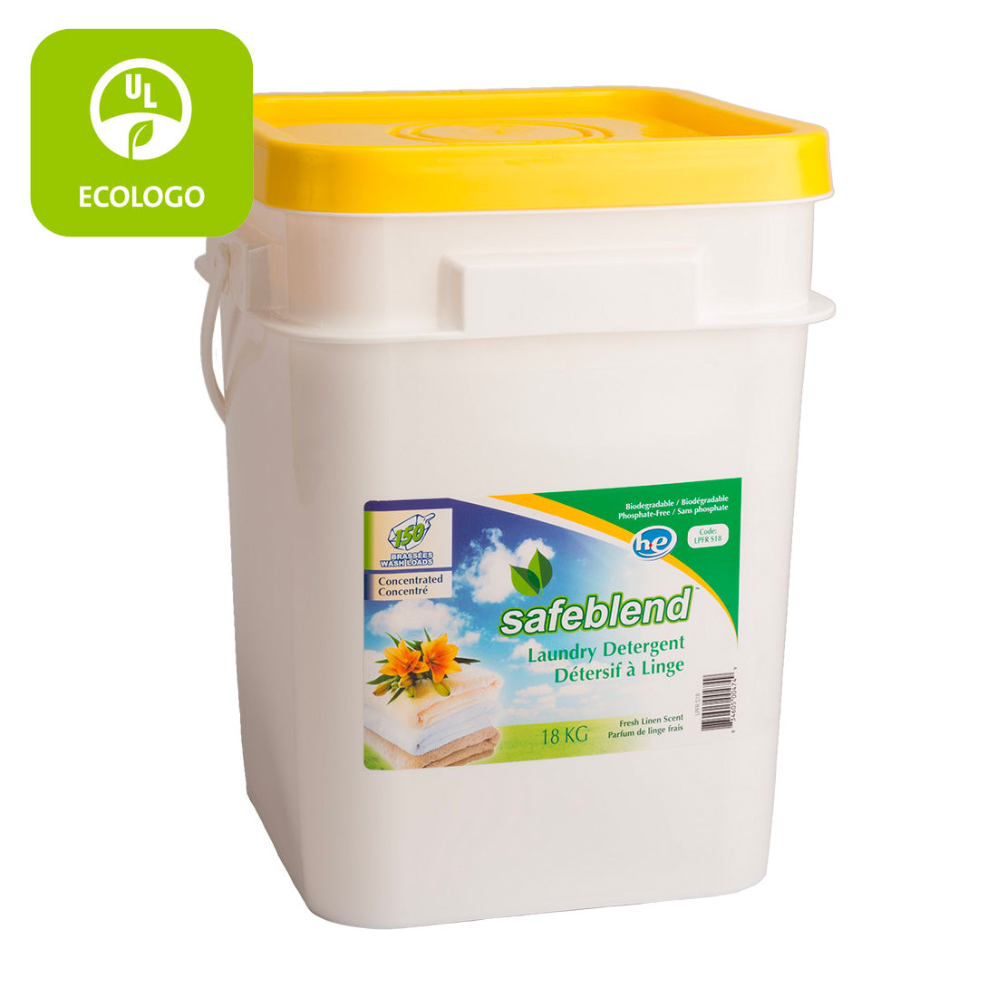Ecologo  Powder Laundry Detergent / Soap HE - Fresh Linen Scent - 39.7 lb (18 kg) - Safeblend LPFR-1YS