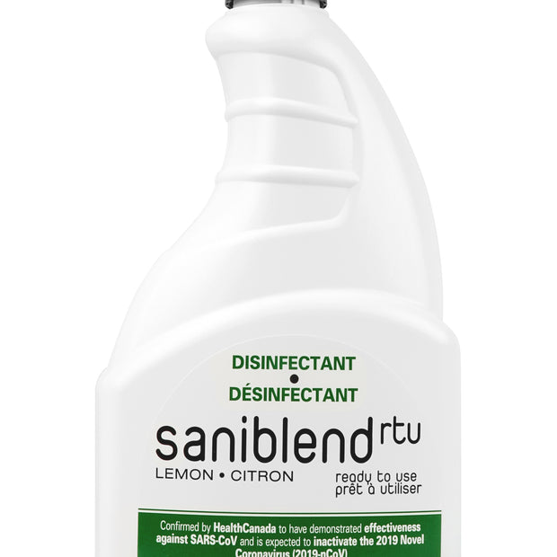 Saniblend RTU- Cleaner - Deodorizer - Disinfectant - Ready to Use - Lemon - 0.29 gal (1.1 L) - Safeblend SRTLGN4 - Disinfectant for use against coronavirus (COVID-19) DIN 02344904