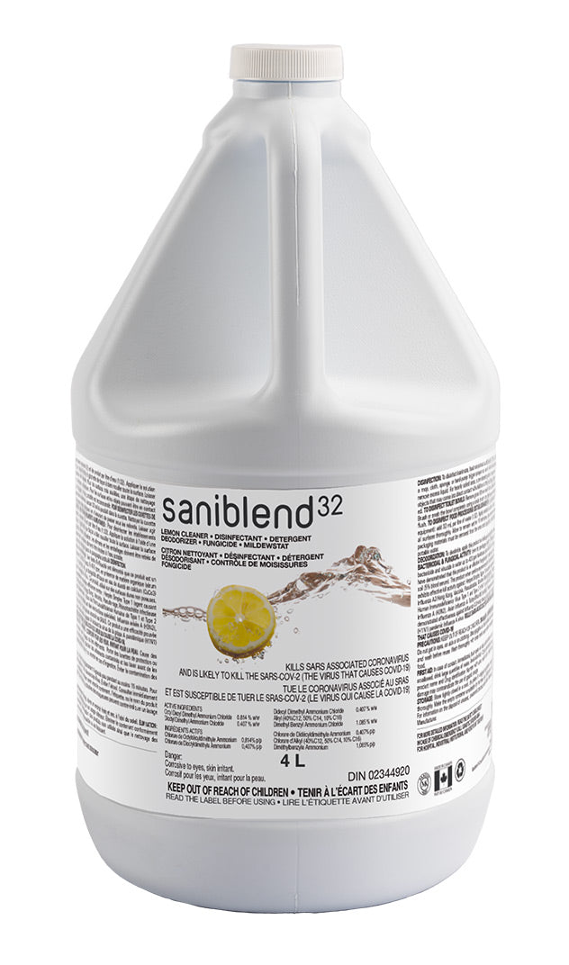 Saniblend 32 - Cleaner - Deodorizer - Disinfectant - Concentrated - Lemon - 1.06 gal (4 L) - Safeblend S32L G04 - Disinfectant