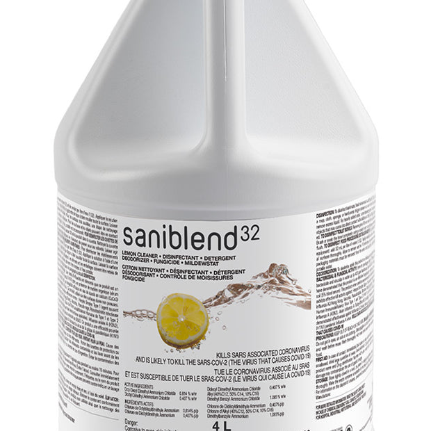 Saniblend 32 - Cleaner - Deodorizer - Disinfectant - Concentrated - Lemon - 1.06 gal (4 L) - Safeblend S32L G04 - Disinfectant