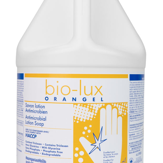 Hands Antimicrobial Liquid Soap Bio-Lux Oranger - Ready to Use - 1.06 gal (4 L) - Safeblend BIOR - Disinfectant for use against coronavirus (COVID-19)
