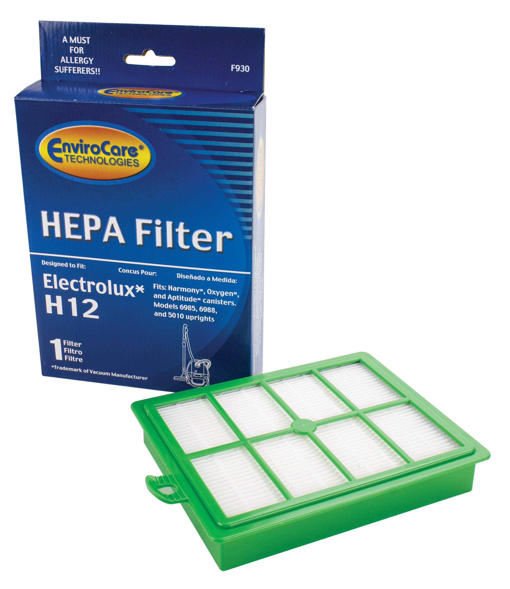 Washable HEPA Filter -H12 for Eureka/ Oxygene/ Harmony Vacuum and Upright Vacuum 6985, 6988 and 5010 - F930