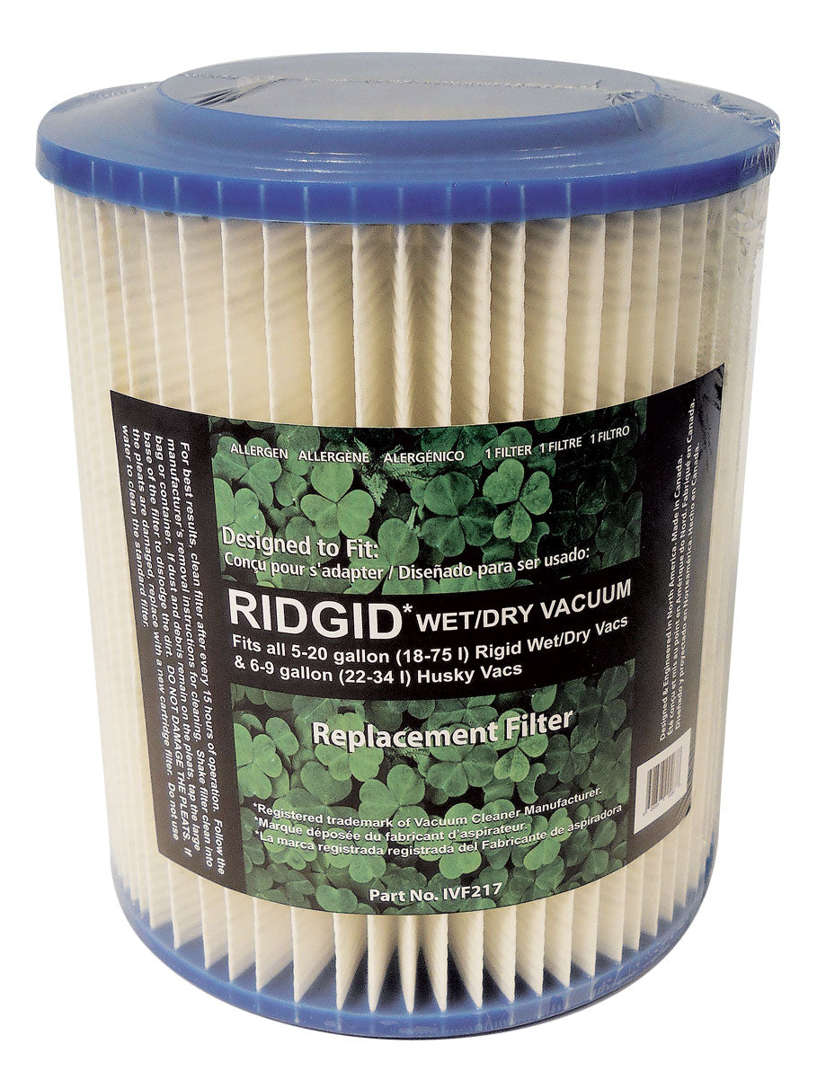 Replacement Cartridge Filter for Ridgid 18-75 L and Husky 22-34 L Vacuum Cleaners