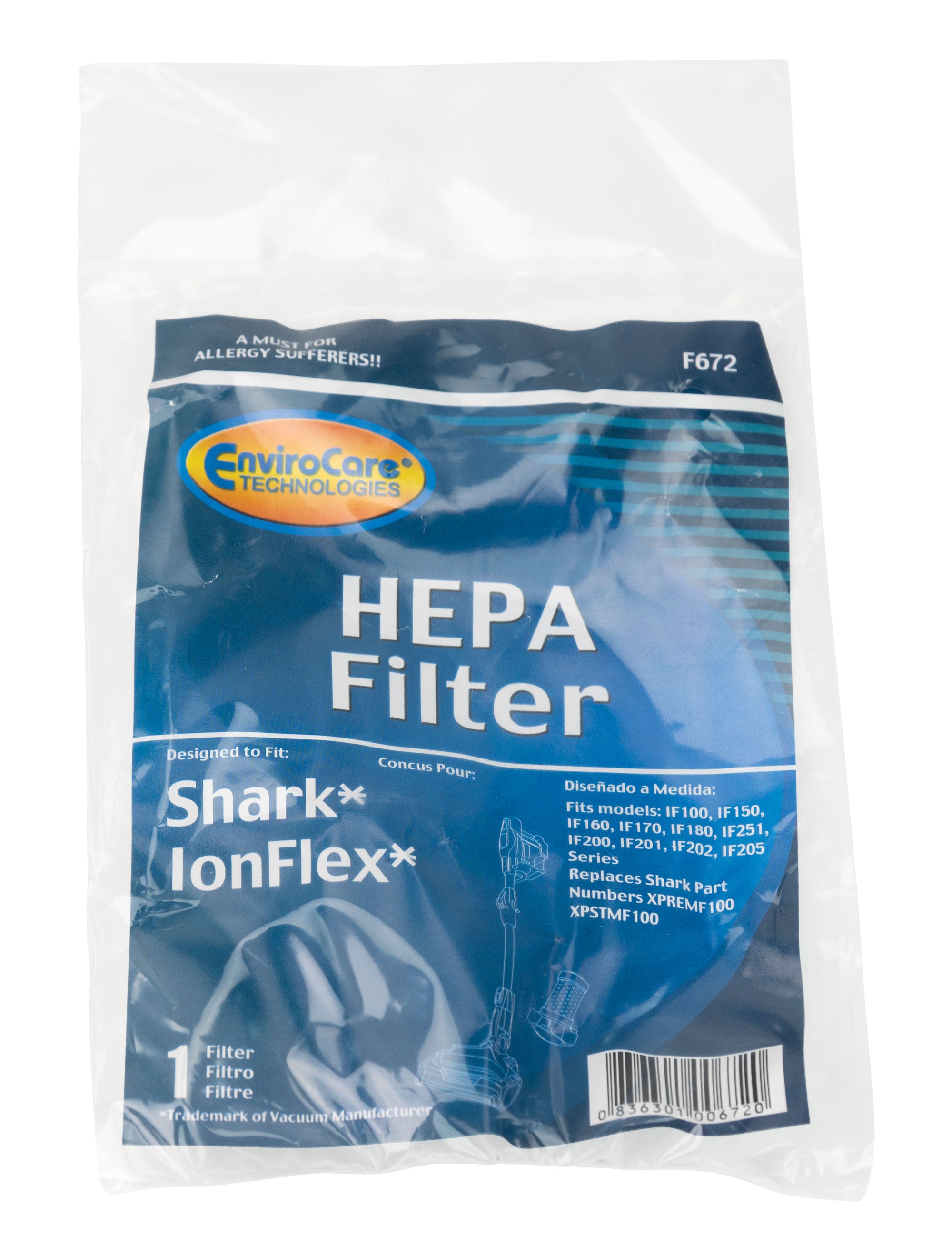 Replacement HEPA Filter for Shark IonFlex Stick Vacuums - F672