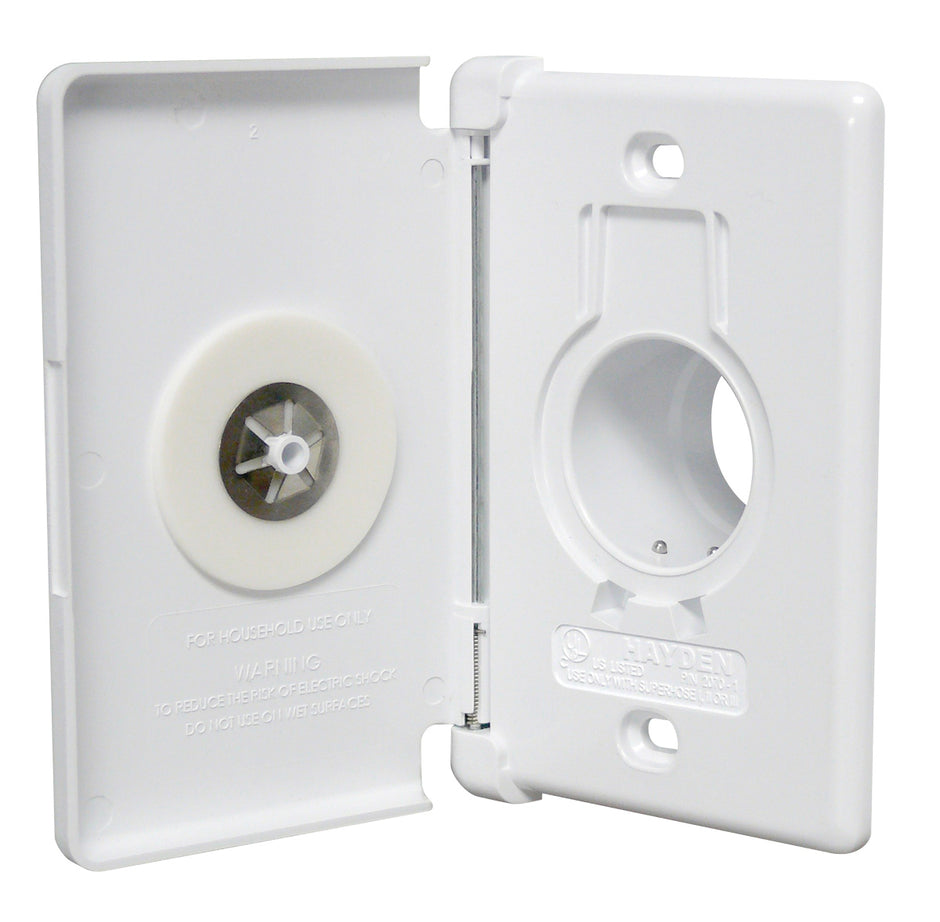 White Inlet Valve Fitting with Side Opening  for Central Vacuum - White - Canplas 775591W
