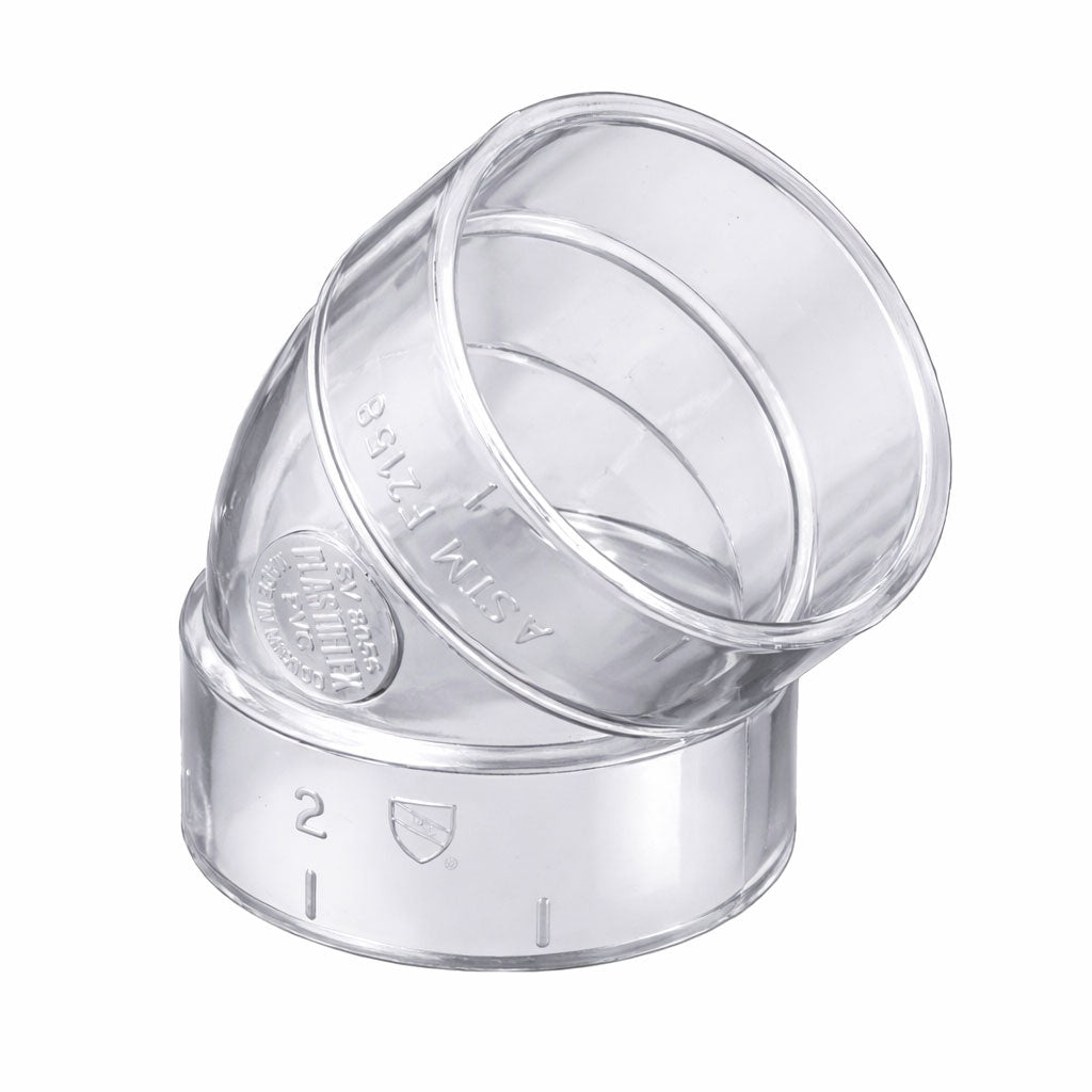 45° Elbow - For Central Vacuum Installation - Clear