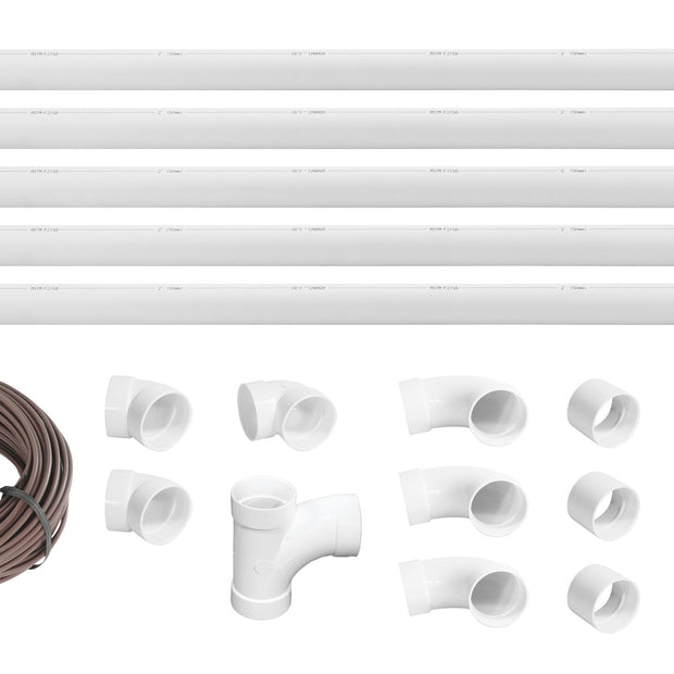 Installation Kit for Central Vacuum - 1 Inlet - 25' (7.6 m) Piping - with Accessories