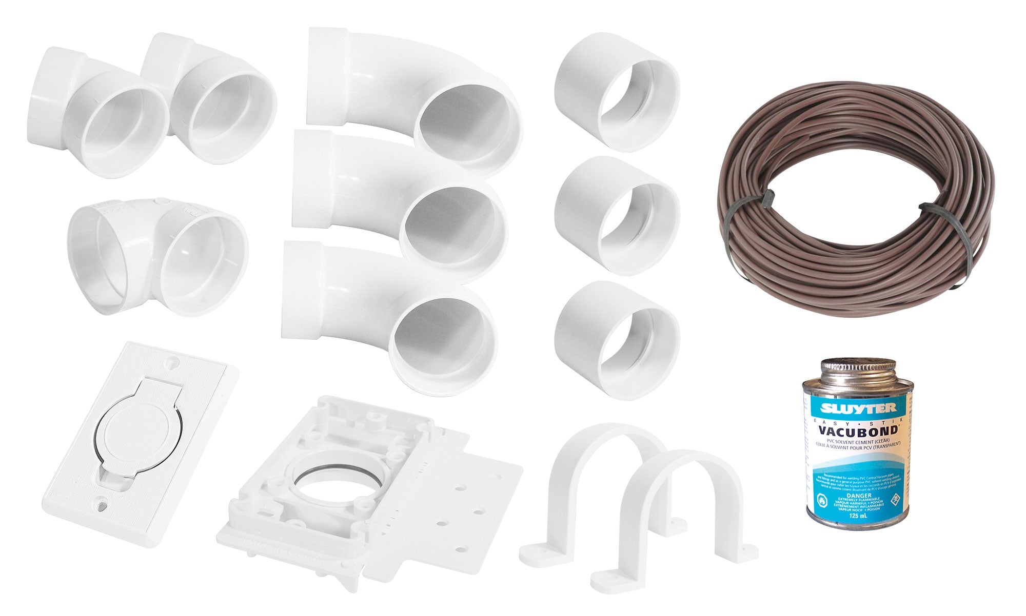 Installation Kit for Central Vacuum - 1 Inlet - with Accessories