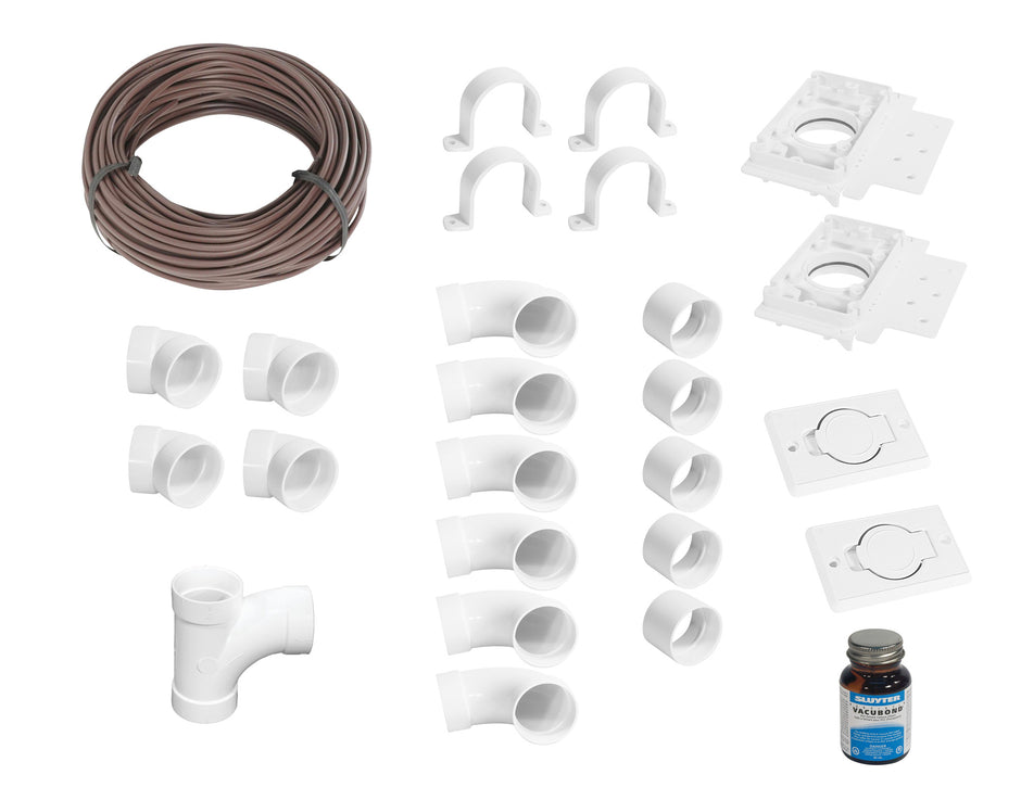 Installation Kit for Central Vacuum - 2 Inlets - with Accessories