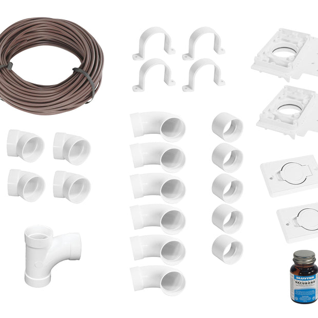 Installation Kit for Central Vacuum - 2 Inlets - with Accessories