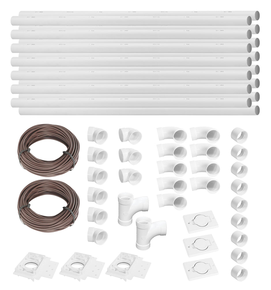 Installation Kit for Central Vacuum - 3 Inlets - 75' (23 m) Piping - with Accessories