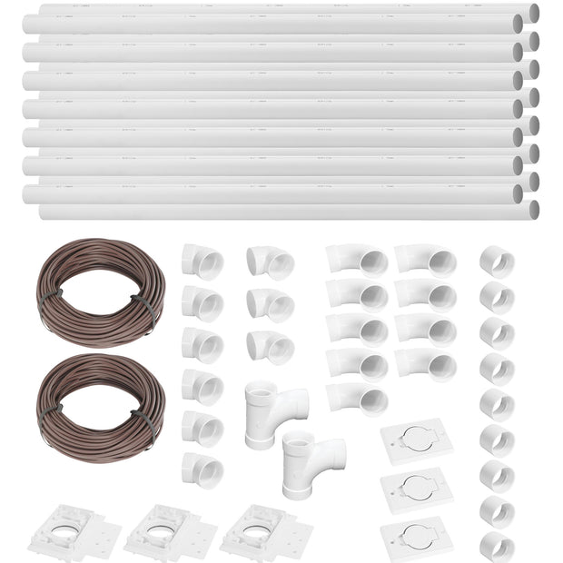 Installation Kit for Central Vacuum - 3 Inlets - 75' (23 m) Piping - with Accessories