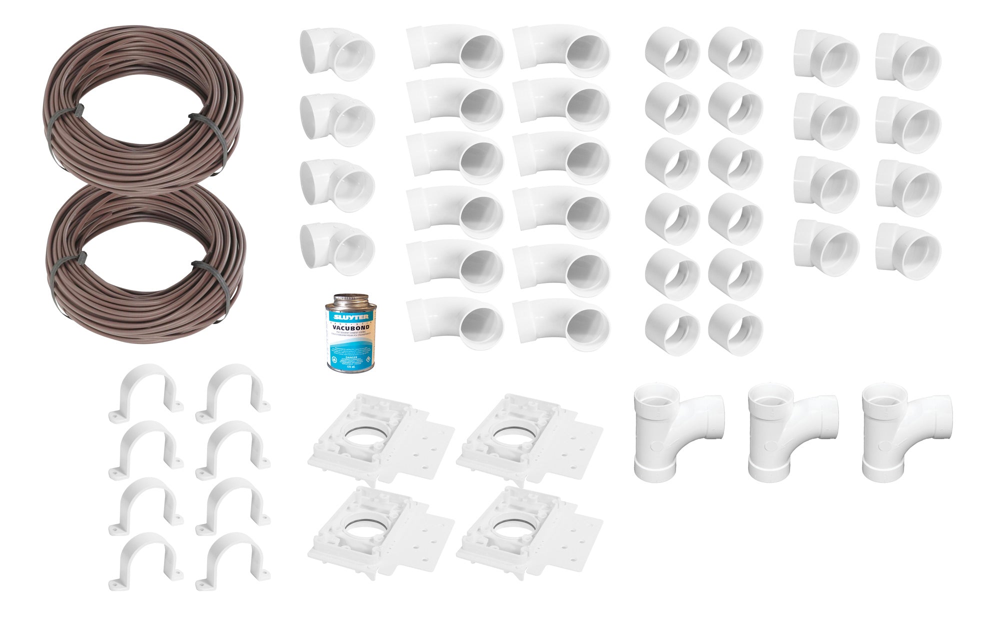 Installation Kit for Central Vacuum - 4 Inlets - with Accessories without Inlet Valve