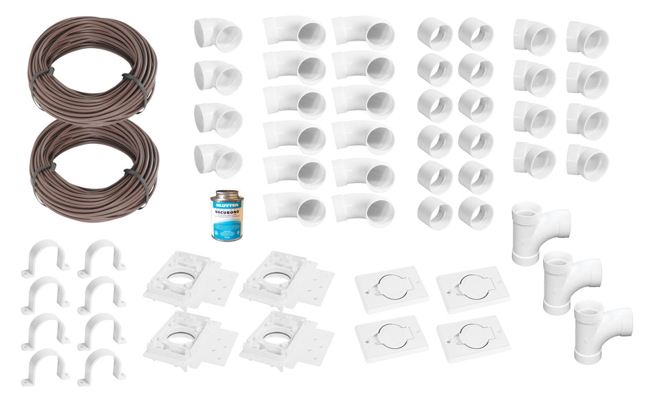 Installation Kit for Central Vacuum - 4 Inlets - with Accessories