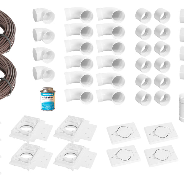 Installation Kit for Central Vacuum - 4 Inlets - with Accessories