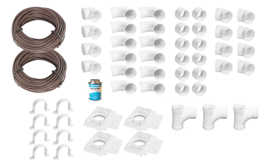 Installation Kit for Central Vacuum - 4 Inlets - with Accessories without Inlet Valve